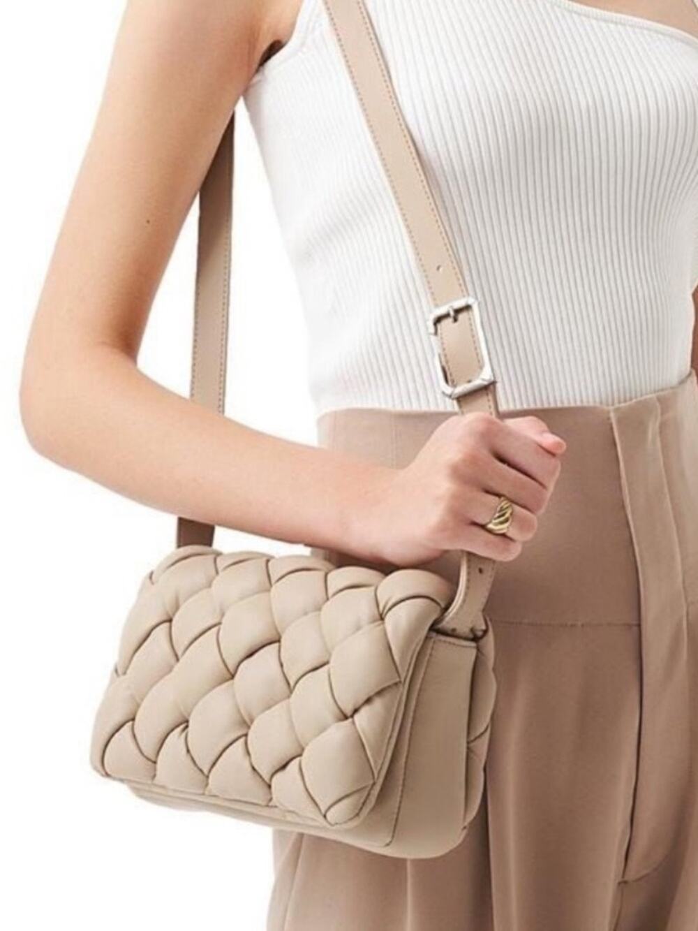 JW PEI Almond Quilted Maze Bag